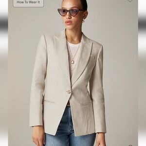 J. CREW Size 00 Alexandra Blazer in Stretch Linen Blend Flax $248 CI487 NWT